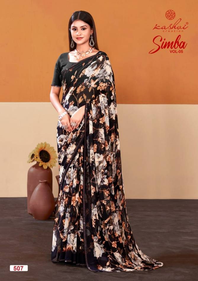 Simba Vol 05 By Kashvi Printed Georgette Sarees Wholesale Shop In Surat